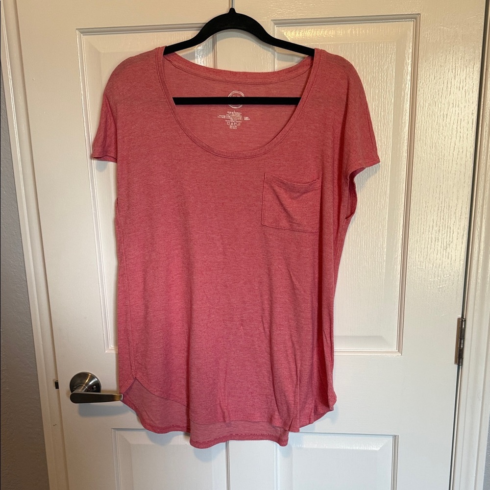 Maurices Scoop Neck Short Sleeve Pocket Tee - Rose